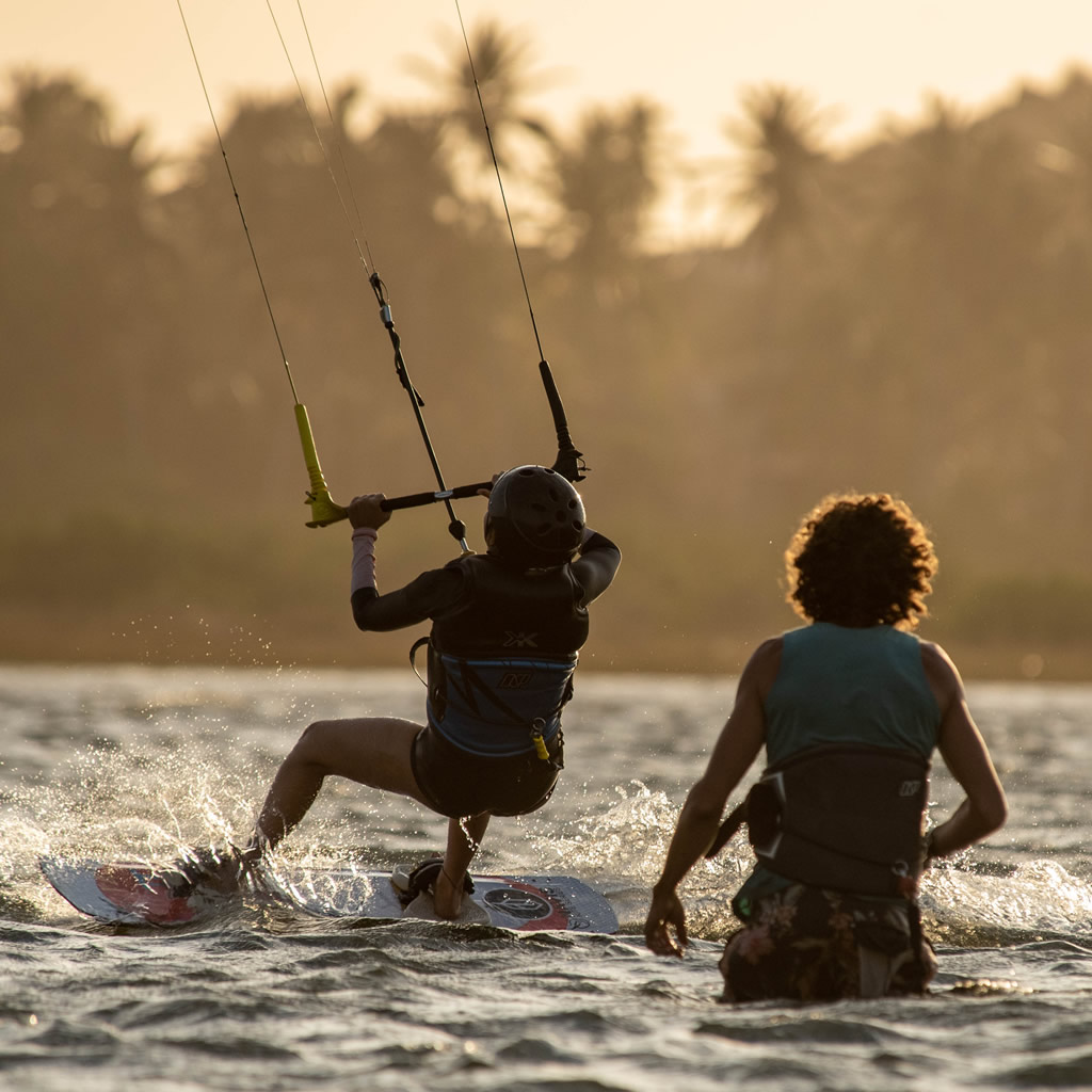 Kitesurfer on a Bahia beach with Clube da Prancha